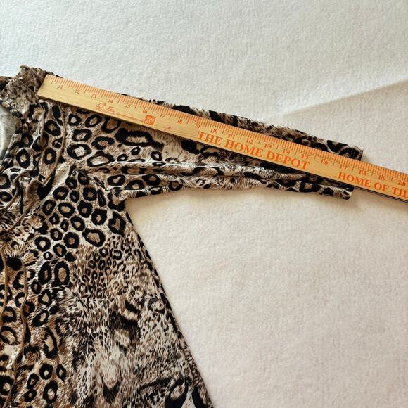 Vintage Georgia Rylie Blouse Leopard Animal Print V-Neck Ruffle Size L USA - Picture 4 of 6